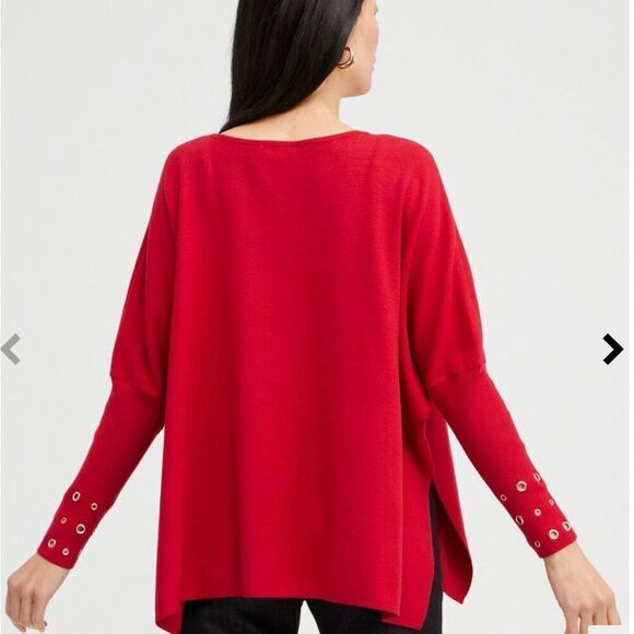 Chico’s Size 1 Grommet Detail Sweater Poncho - Picture 2 of 9